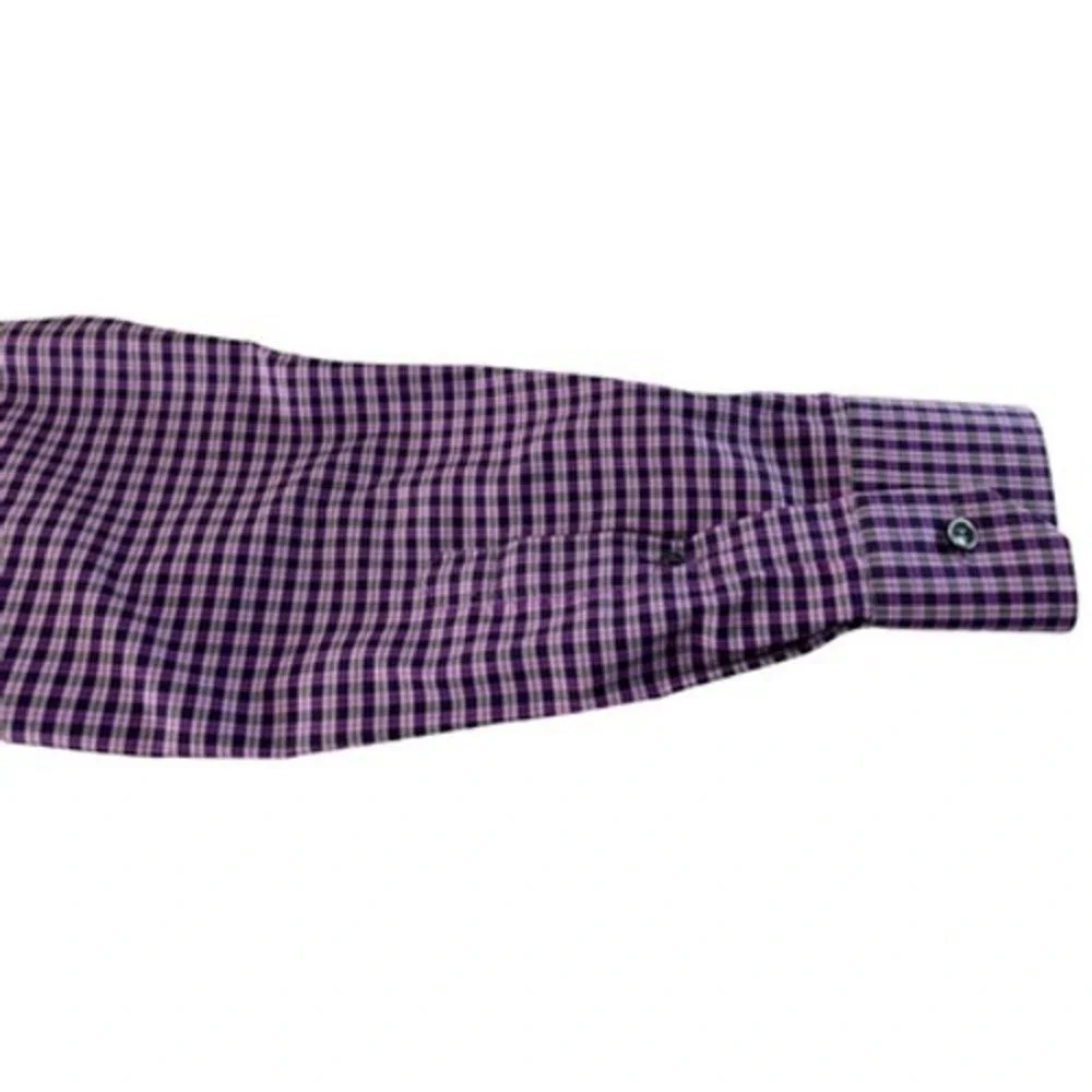 Eton Contemporary Fit Purple Gingham Check Dress Shirt Mens 41 16 L Cotton